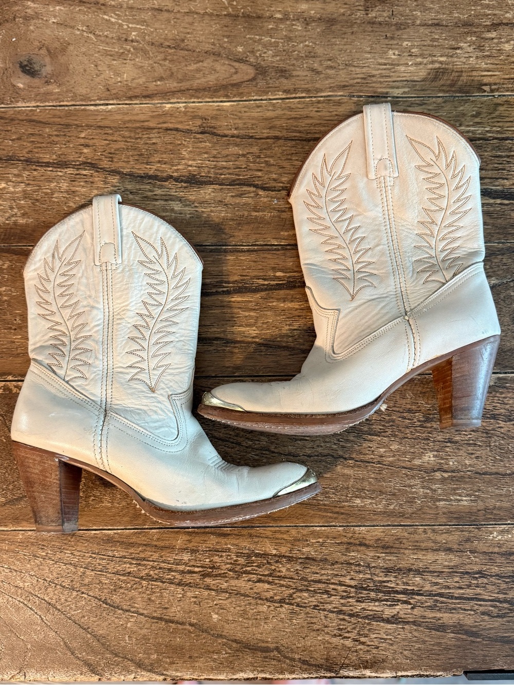 ACME Vintage Western Ankle Boots with Metallic Toe Cap